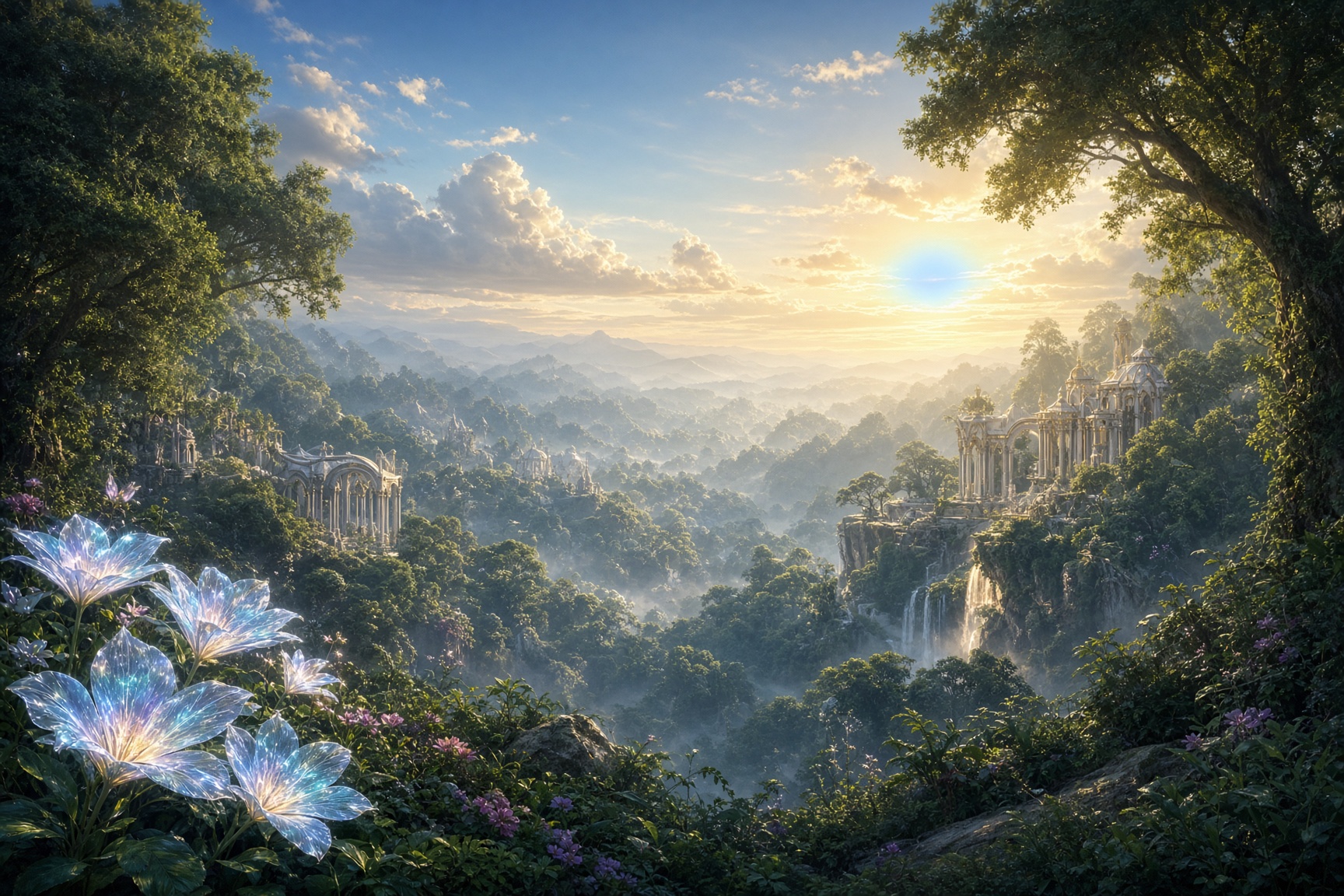 Open pavilions crowning the ridges of Jine'Fren, overlooking valleys undisturbed by storm or drought